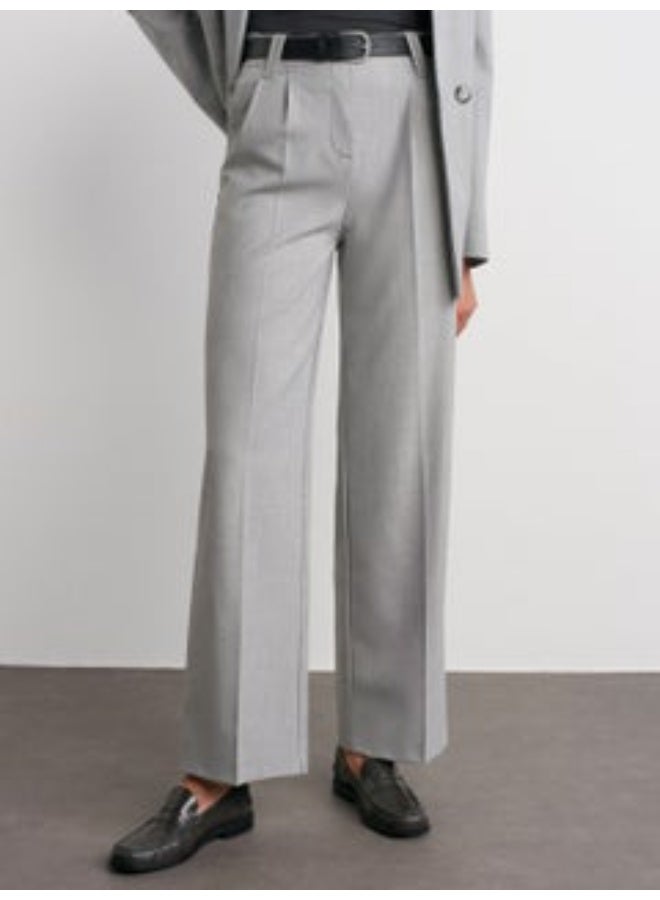Dilvin 71550 Belted Smart Trousers-Light Grey - Image 3